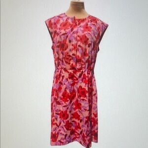 Floral Midi Dress in Red and Pink